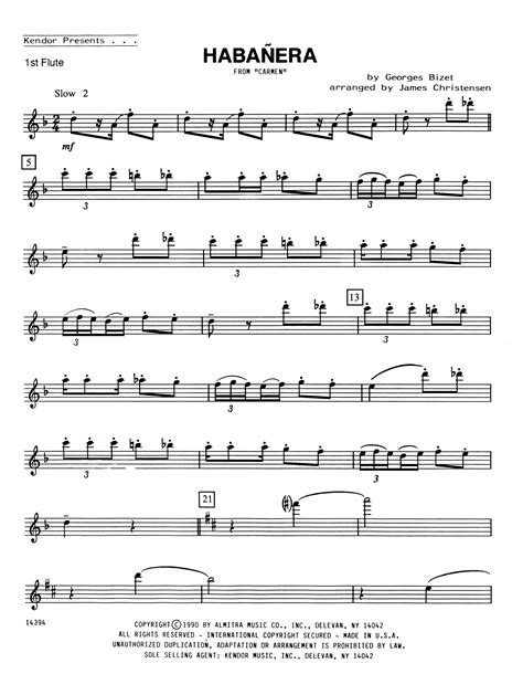 Habanera From Carmen 1st Flute Sheet Music Georges Bizet