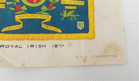 Ww1 Bdv Cigarettes Silk Postcard Royal Irish 18th Sally Antiques