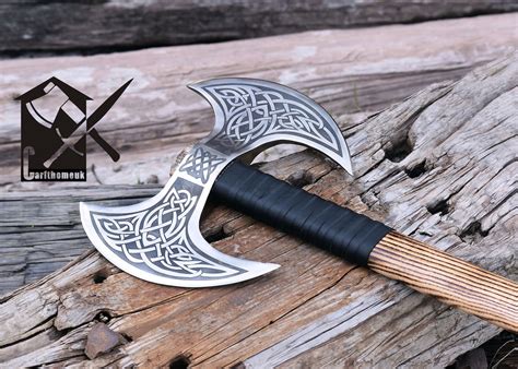 double headed vikings axe custom handmade double handed axe etsy
