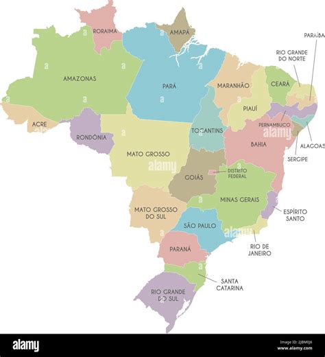 Vector Map Of Brazil With Regions Or States And Administrative