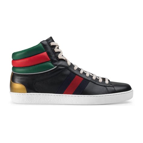 Gucci Synthetic Ace High Top Sneaker In Black Leather Black For Men