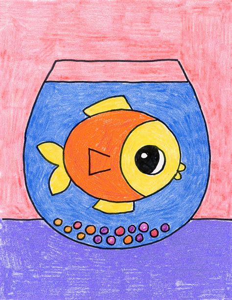 Head, gills, dorsal fin, body, fins, tail fin, skeleton. How to Draw a Fish Bowl · Art Projects for Kids