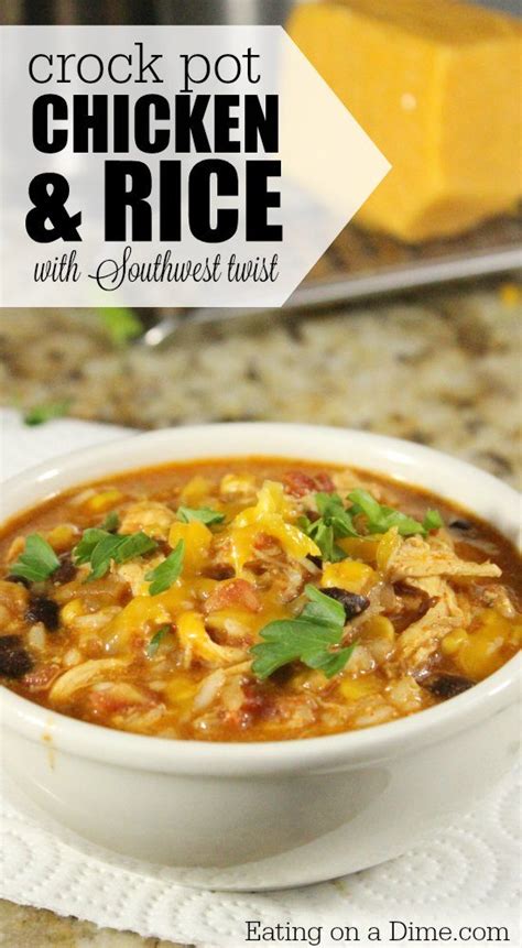 It makes dinner so easy and quick to prepare. Southwest Crock Pot Chicken and Rice - Eating on a Dime