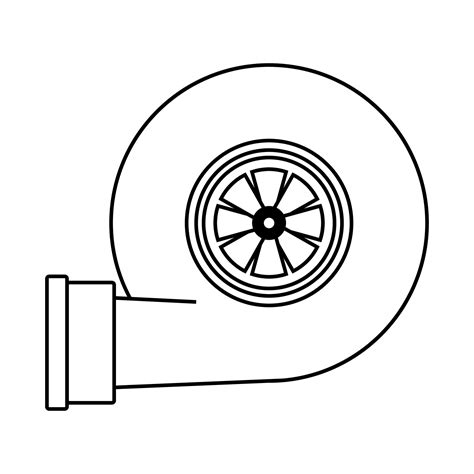 Turbine From Automobile Engine Line Illustration Of Car Motor