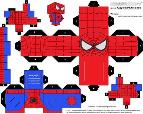 Cubee Spider Man Artesanato Homens Boneco 3d Arte Em Papel Em 3d