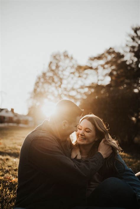 Perfect Fall Evening For An Engagement Session With The Golden Sun And Fallen Leaves In Kansas