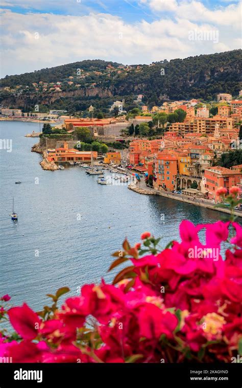 Aerial View Of French Riviera Coast With Villefranche Sur Mer
