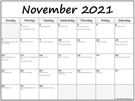 Collection Of November 2019 Calendars With Holidays