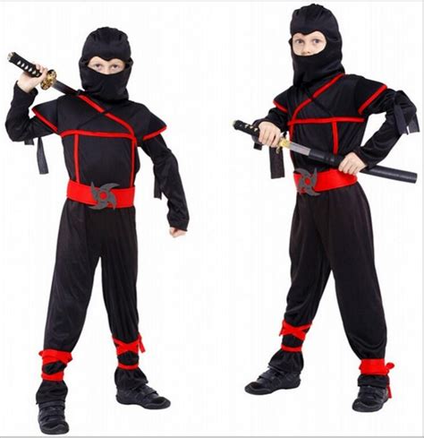 Kids Ninja Costumes Halloween Party Boys Girls Warrior Stealth Children