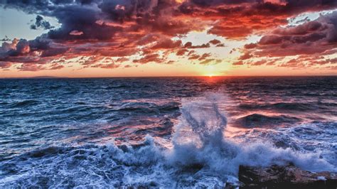 Wallpaper 3840x2160 Px Clouds Hdr Nature Sea Sunset Water