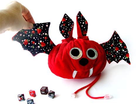 Strawberry Bat Plush Dnd Dice Bag Goblincore Etsy