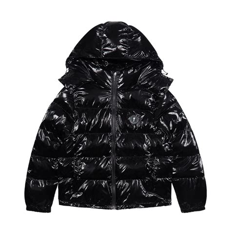 Trapstar Irongate Detachable Hooded Puffer Jacket Shiny Black — Kick Game