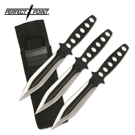 8 Two Tone Black Stainless Steel 3 Piece Set Throwing Knive