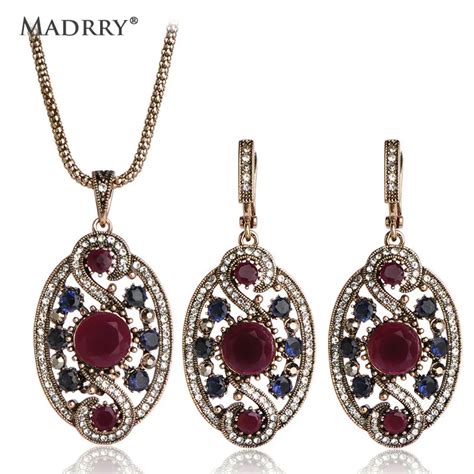 Classic Design Turkish Jewelry Sets Necklace And Earrings Full Crystals High Quality Simulated