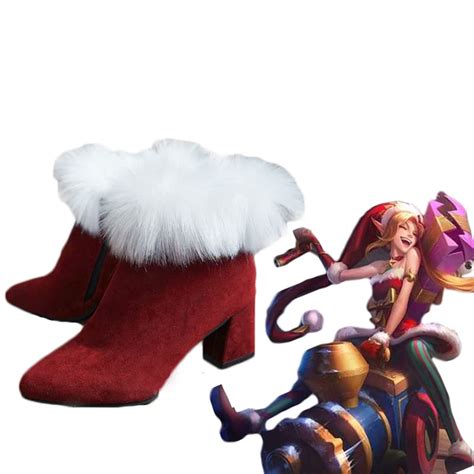 Game Lol Christmas Jinx Red Cosplay Shoes Cosplay Shop