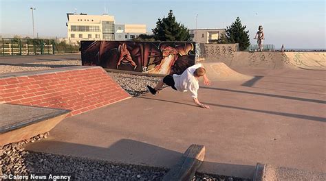 Painful Moment Skateboarder Breaks His Arm In Fall After He Lands A