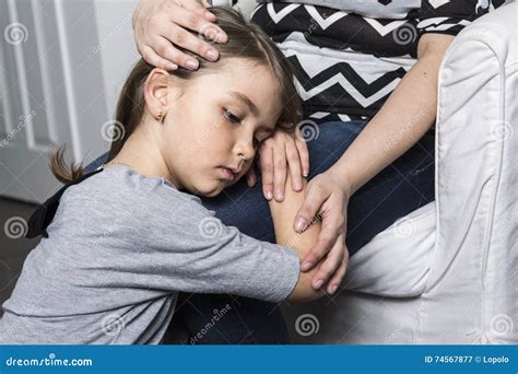 Sad Daughter Hugging His Mother Stock Image Image Of Expression Face 74567877