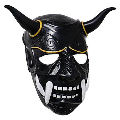 Japanese Hannya Black Mask Devil Demon Oni Samurai Prajna Halloween