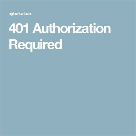 401 Authorization Required