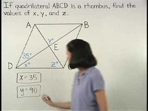 All the angle be 60 ° angle bac = angle abc = angle bca = 60°. Properties of a Rhombus - MathHelp.com - Geometry Help ...