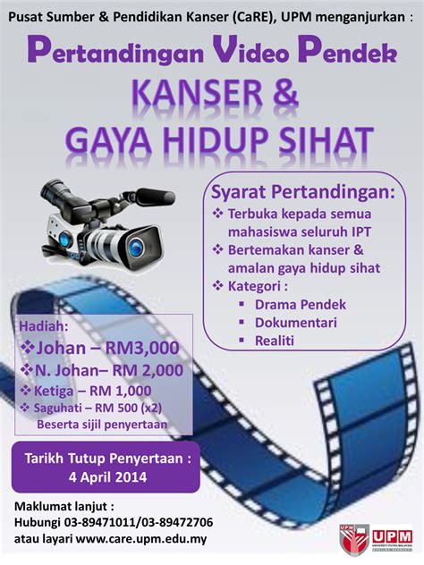 Pertandingan video pendek masyarakat prihatin orang kelainan upaya (oku) merupakan satu inisiatif memberdaya golongan itu beliau berkata, pertandingan anjuran kali pertama ini menerima 54 penyertaan dari seluruh malaysia dan menerima 50,000 di laman sosial. CaRE UPM: Pertandingan Video Pendek Anjuran CaRE (Tema ...