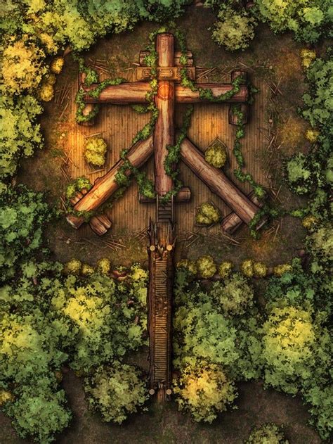 Forgotten Wood Temple 30x40 Dndmaps Fantasy Map Dungeon Maps