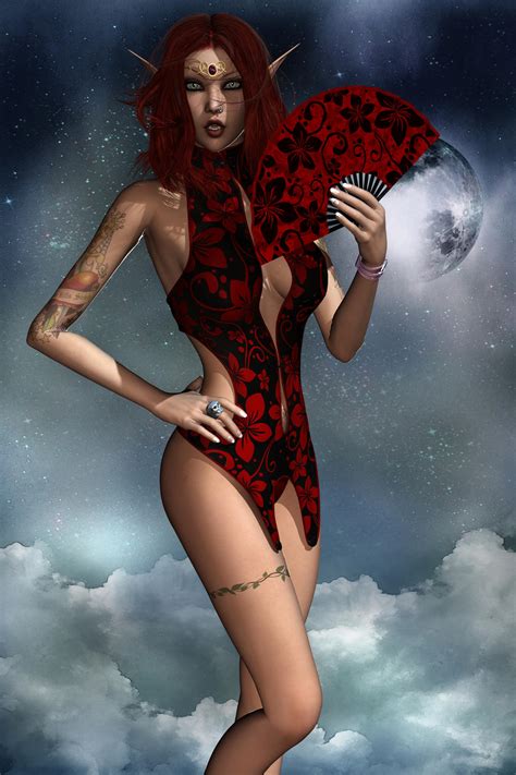 Sexy Fantasy Devil Vamp Elfen With Hand Fan 001 By Evinessa On Deviantart