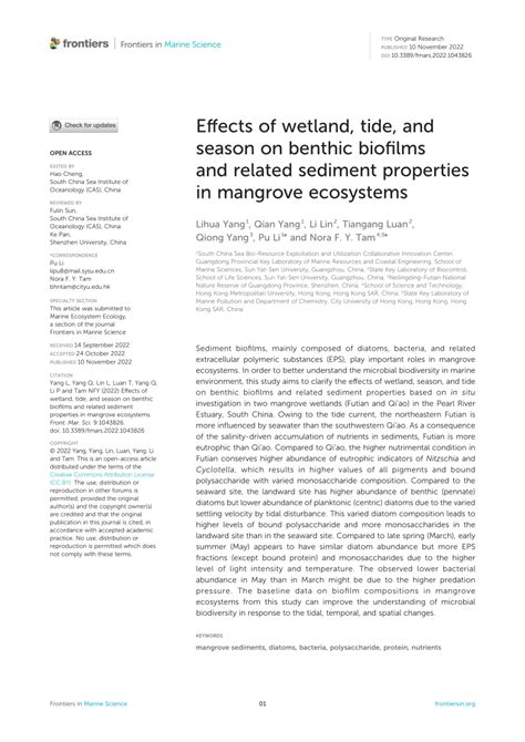 PDF Effects Of Wetland Tide And Season On Benthic Biofilms And
