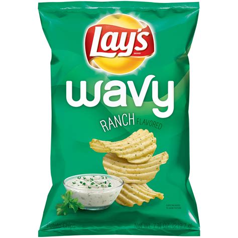 The perfectly crispy chip that has been america's favorite snack for more than 75 years. Lay's Wavy Ranch Potato Chips, 7.75 Oz. - Walmart.com - Walmart.com