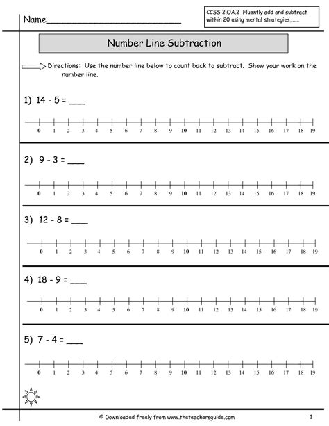 Number Line Subtraction Worksheet