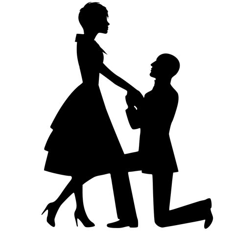 Silhouette of a man makes a proposal to marry the woman vector. Free Images : silhouette, lovers, couple, proposal ...