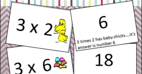 Freebie Illustrated Multiplication Flash Cards 3s Facts Silly