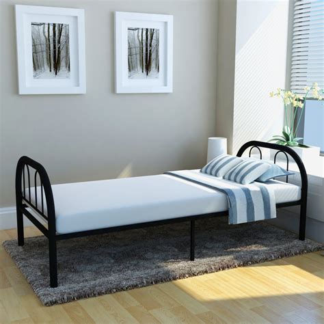 Single Bed Metal Black 90 x 200 cm