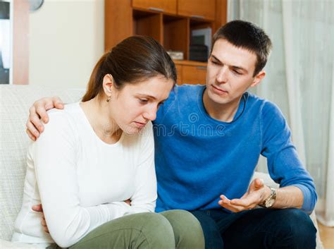 Sad Woman Man Consoling Her Stock Photo Image Of Male Reconcile