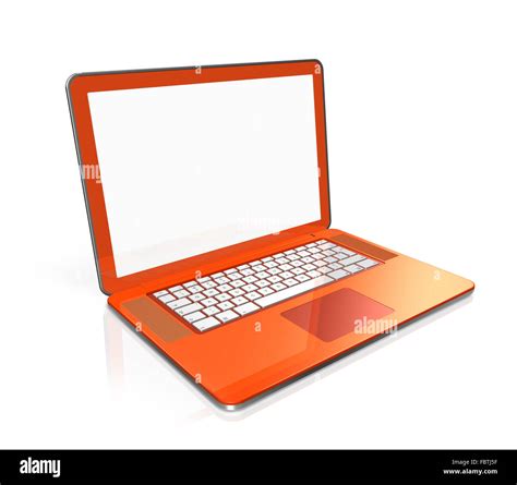 Orange Laptop Computer Isolated On White Stock Photo Alamy