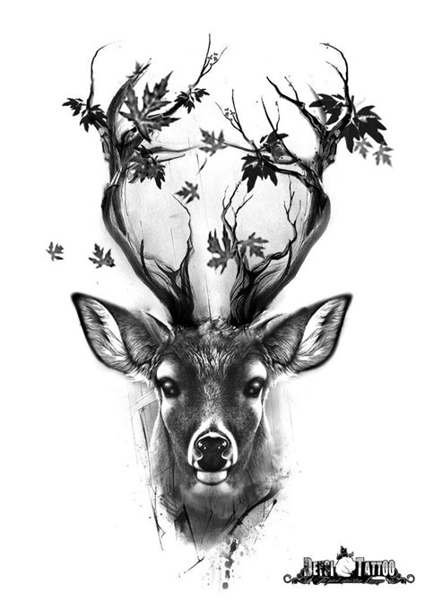 Deer Design With Floral Ornaments Leaves The Horns For With