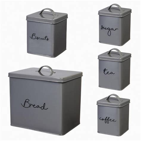Need a kitchen canister set for storing your dry ingredients? Gray Steel Kitchen Canister Set (5 pieces) | Kitchen ...