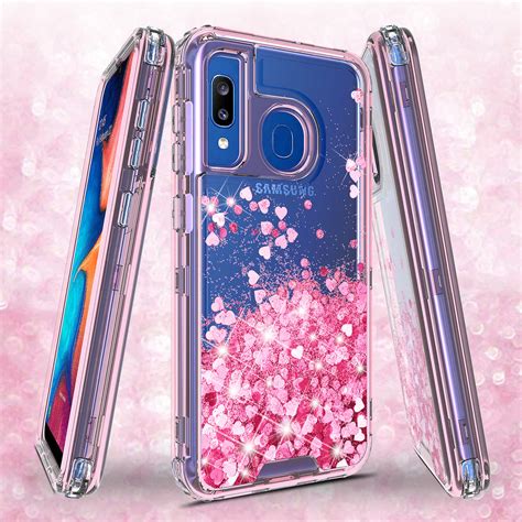 Samsung Galaxy A20 A30 A50 Case Clear Glitter Sparkle Flowing Liq