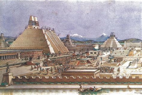 Ancient View Of The Lost City Of Tenochttitlan México Mesoamerican
