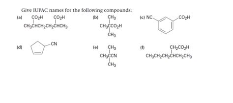 Solved Give Iupac Names For The Following Compounds A