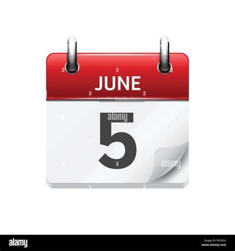 June 5 Vector Flat Daily Calendar Icon Date And Time Day Month