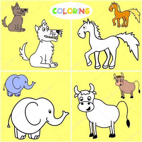 Libro para colorear con animales de mamíferos vector, gráfico vectorial