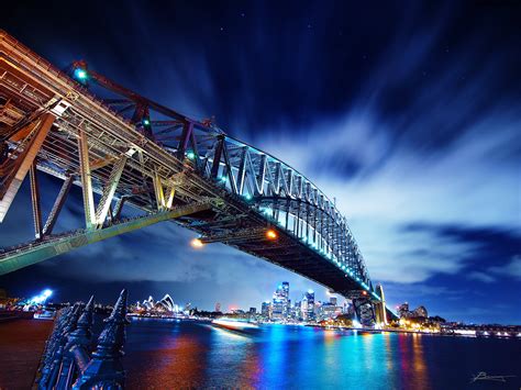 City Bridge During Nighttime Sydney Hd Wallpaper Wallpaper Flare