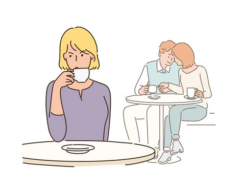 A Woman Is Drinking Coffee With An Angry Expression And Behind Her Is