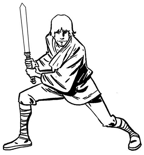 The sith, such as darth maul, darth vader, and kylo ren, use red lightsabers. Luke Skywalker with Lightsaber Coloring Page - Free ...
