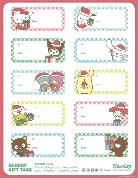 Hello Kitty and Friends Holiday Gift Tags | Hello kitty printables, Hello kitty christmas, Hello