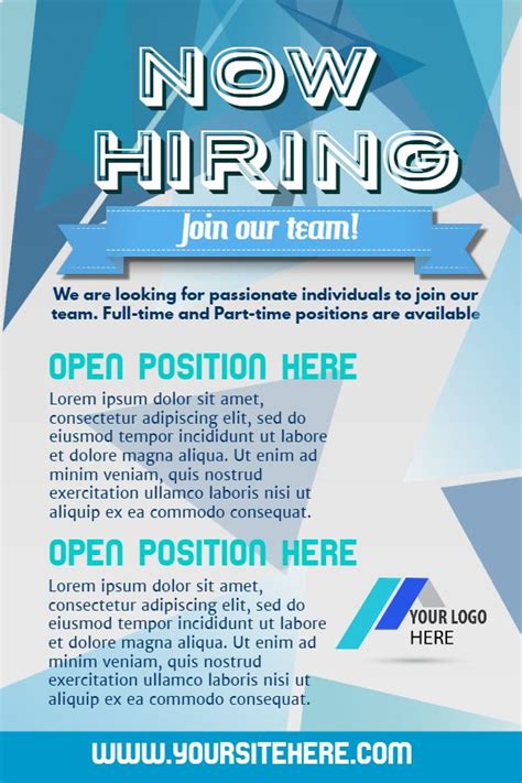 The position fits perfectly with. Blue hiring flyer design. Click to customize. | Hiring ...