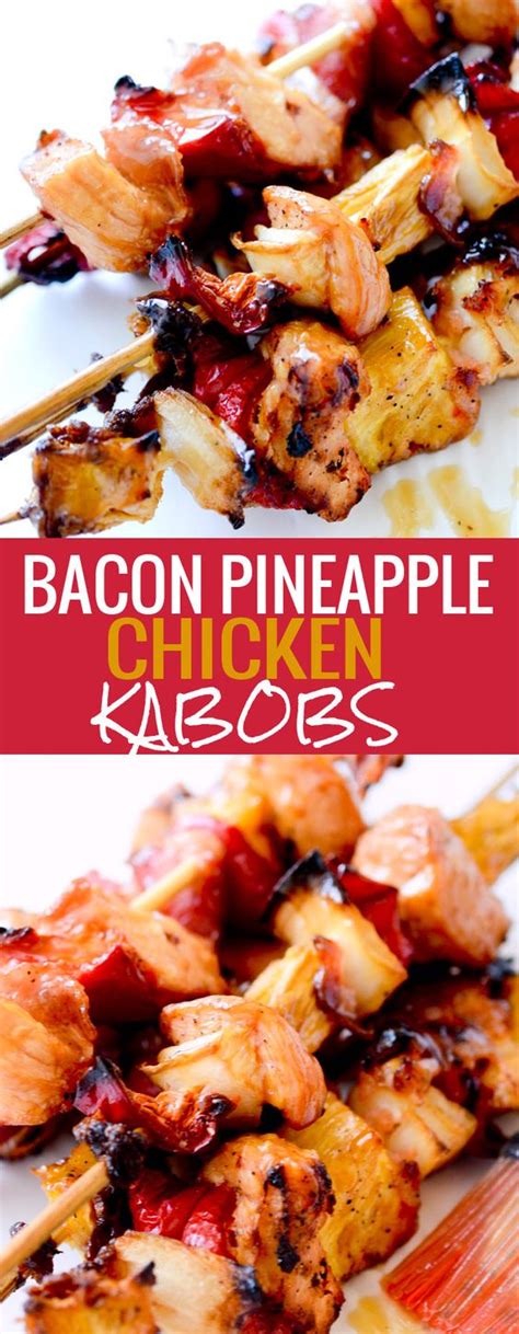 Brush each bacon wrapped pineapple in the brown sugar mixture. BACON, PÌNEAPPLE, CHÌCKEN KABOBS - Healthy Food Recipes