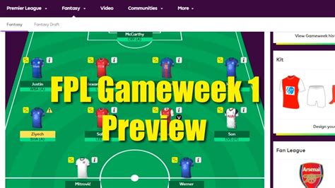 Fpl Gameweek 1 Preview Youtube