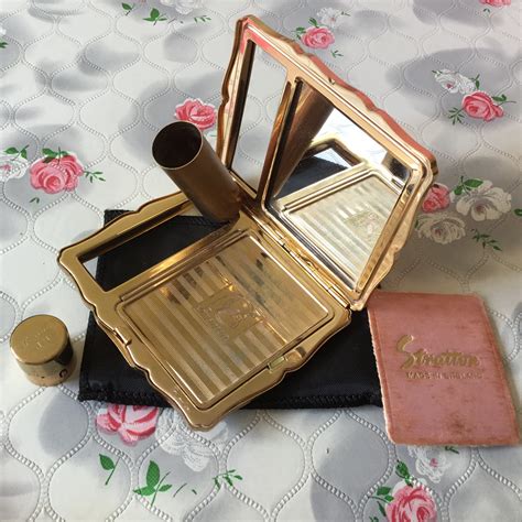 1950s Vintage Stratton Empress Powder Compact With Lipstick Holder
